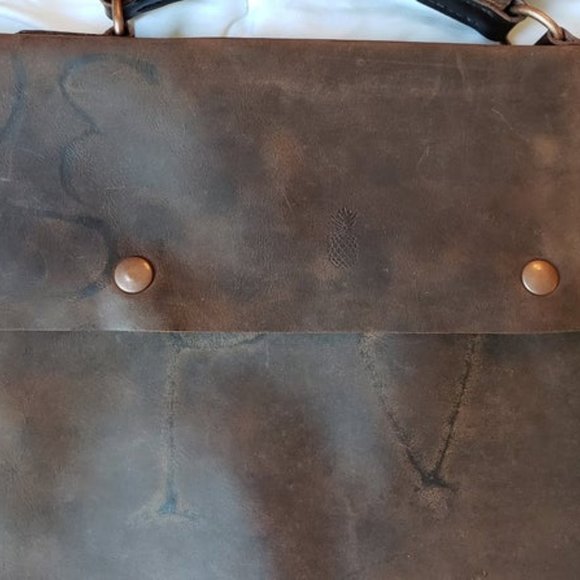 Brown Leather Laptop Briefcase. - Picture 3 of 10